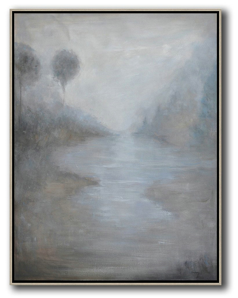 Abstract Painting Extra Large Canvas Art,Abstract Landscape Painting,Original Abstract Painting Canvas Art,White,Grey,Black